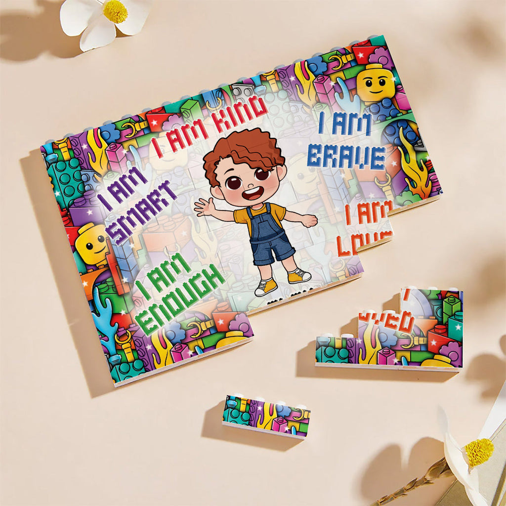 Personalized Kid Building Brick Block Customized Gift Idea One-sided Rectangle Building Brick Blocks GradoCreations