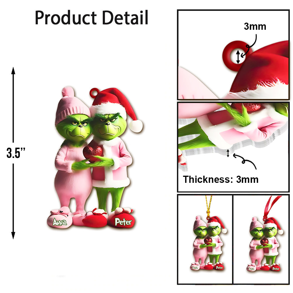 Personalized Grinchy Couple Christmas Ornament Gift Ornament GradoCreations