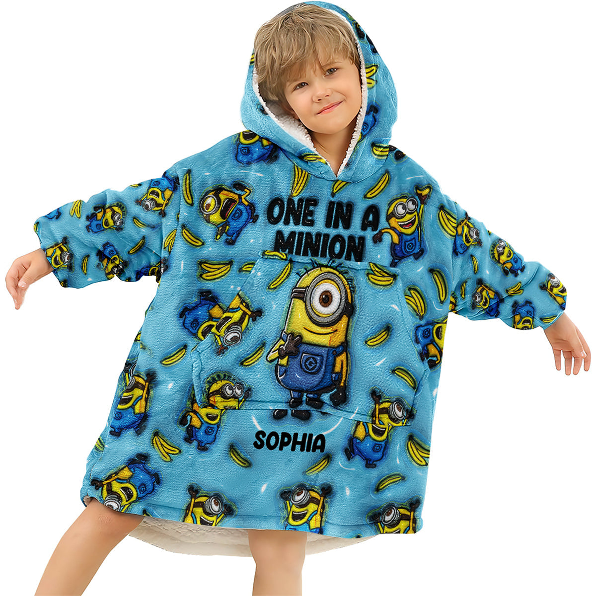 Personalized One In A Minion Blanket Hoodie Custom Name Gift Blanket Hoodie GradoCreations