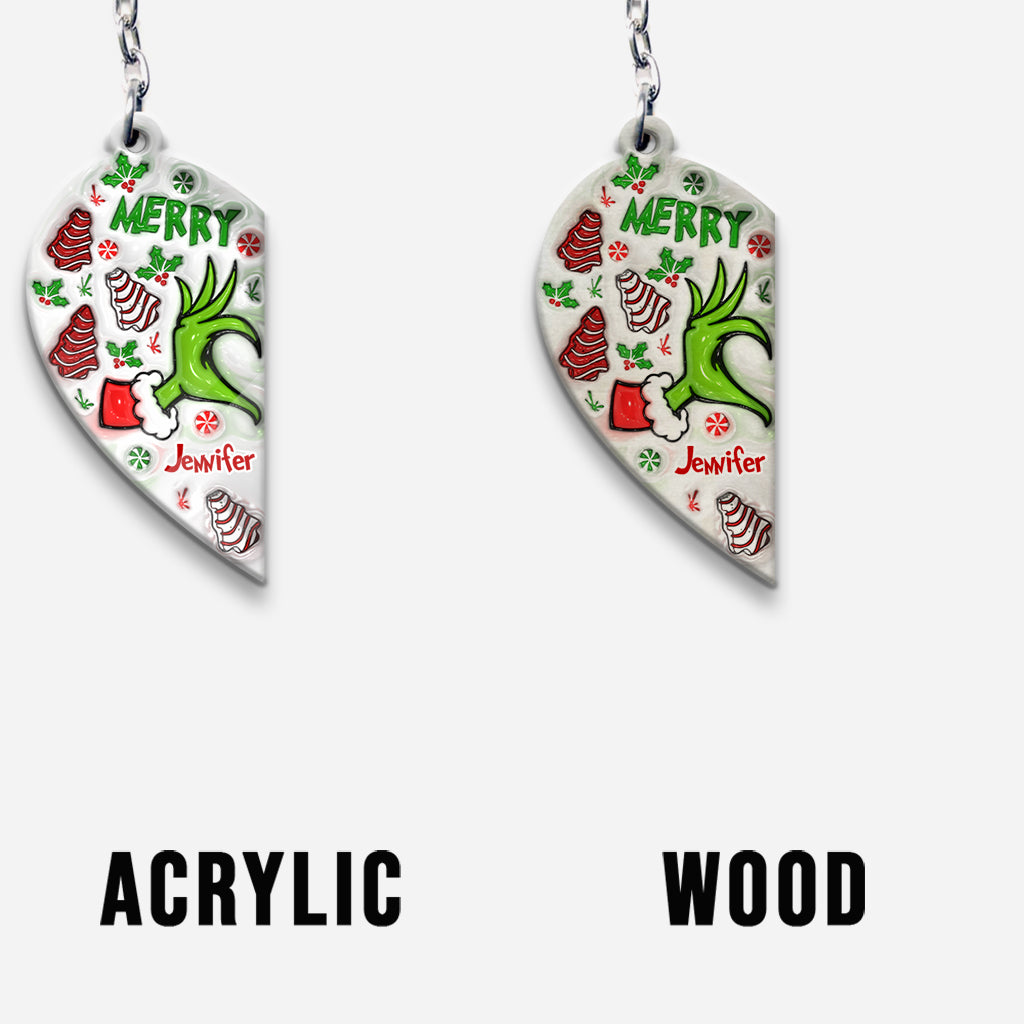 Personalized Christmas Couple Matching Keychain Custom Name Gift Matching Keychain GradoCreations