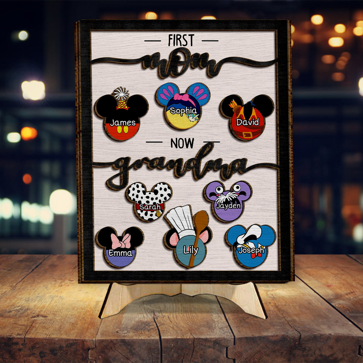 Personalized Grandma Mouse Ears 2 Layered Wood Sign Gift 2 Layered Wood Sign GradoCreations