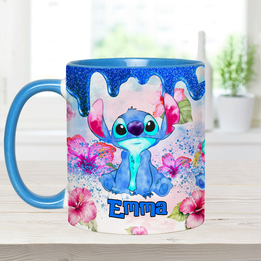 Personalized Ohana Accent Mug Colorful Floral Design Gift Accent Mug GradoCreations
