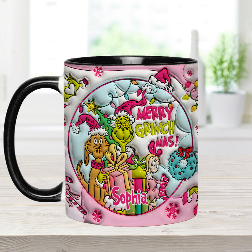 Personalized Merry Grinchmas Accent Mug Custom Name Holiday Gift Accent Mug GradoCreations
