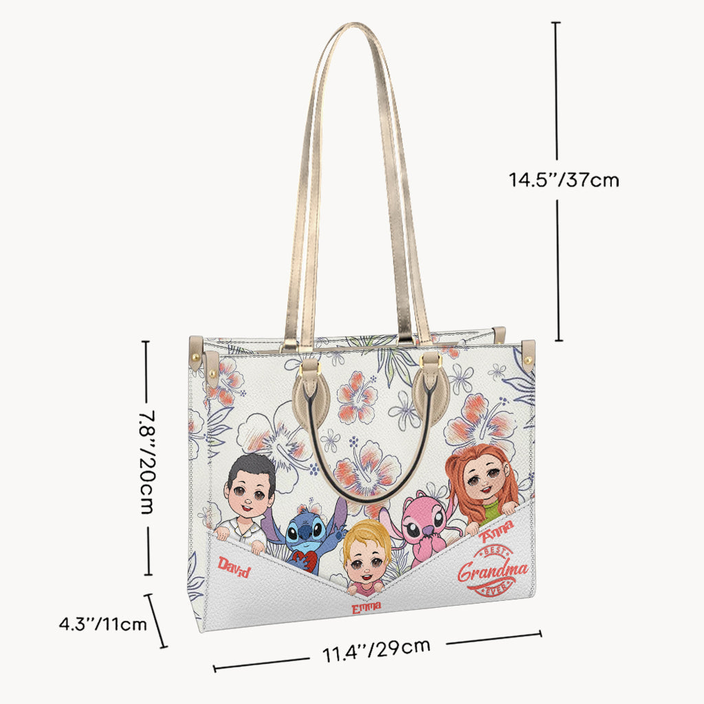 Personalized Leather Handbag for Grandma with Custom Characters Leather Handbag GradoCreations