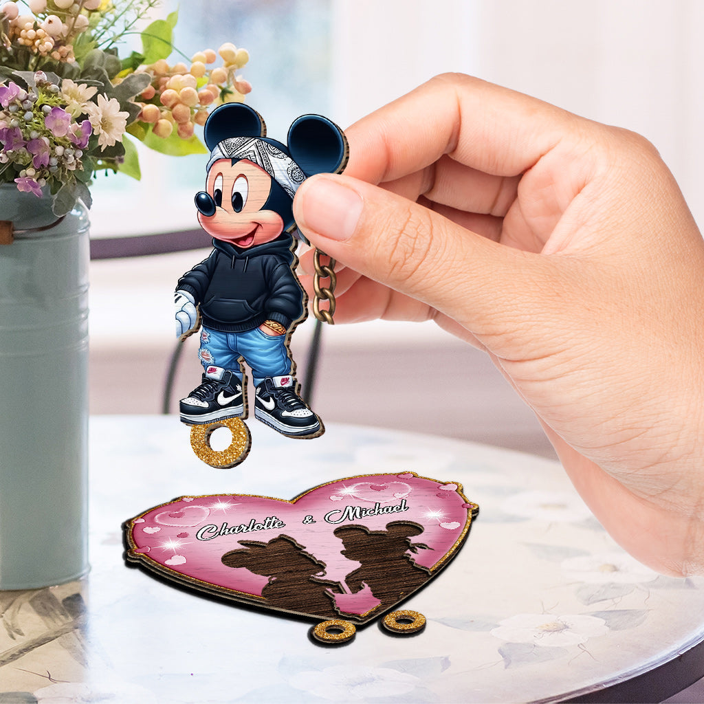 Personalized Wood Key Holder with Heart Design for Couples Key Holder GradoCreations