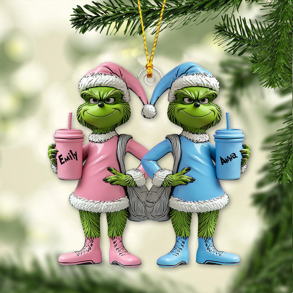 Personalized Grinch Transparent Ornament Custom Gift for Friends One-sided Ornament GradoCreations