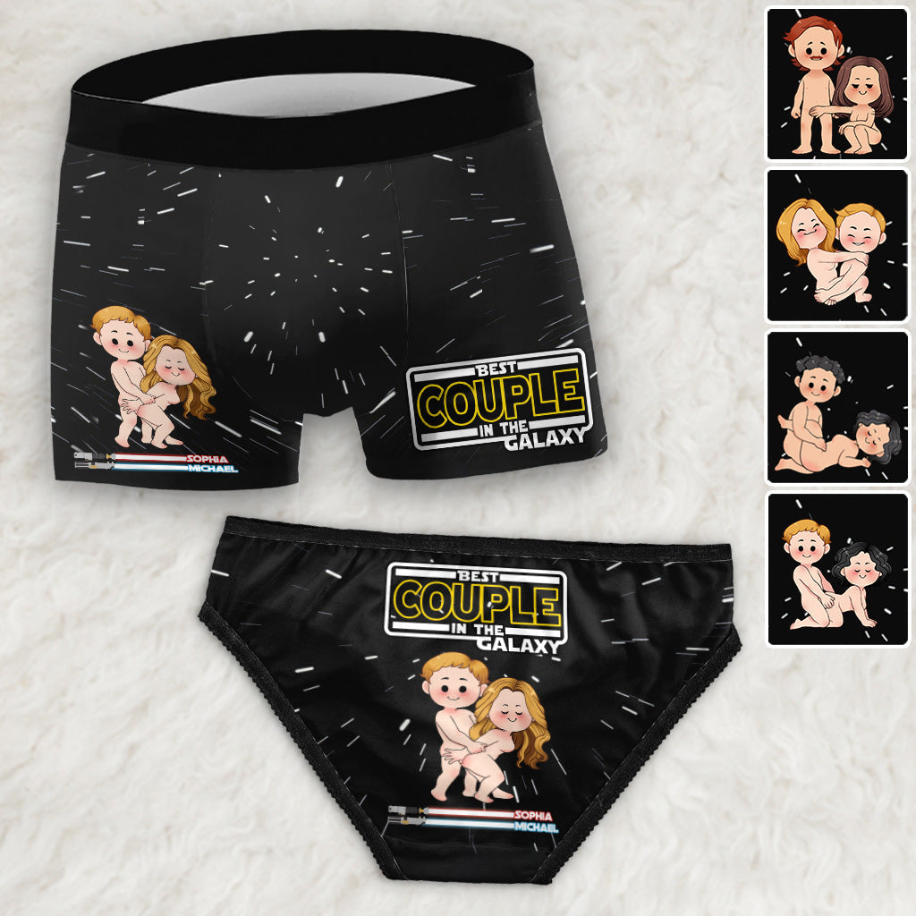 Personalized Best Couple in the Galaxy Briefs Set for Him & Her Lace Border Women Briefs And Men’s Boxer Briefs GradoCreations