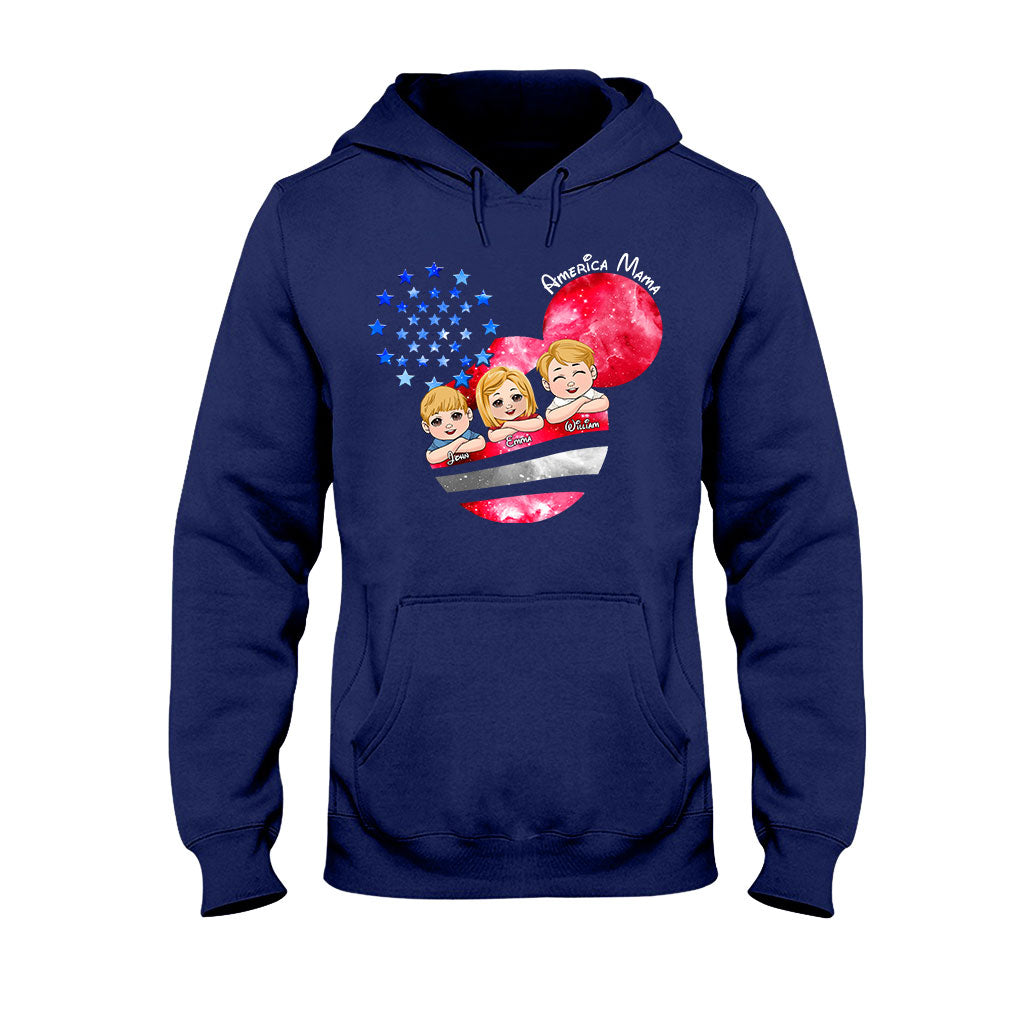 Personalized America Mama T-Shirt & Hoodie Custom Family Gift T-shirt & Hoodie GradoCreations