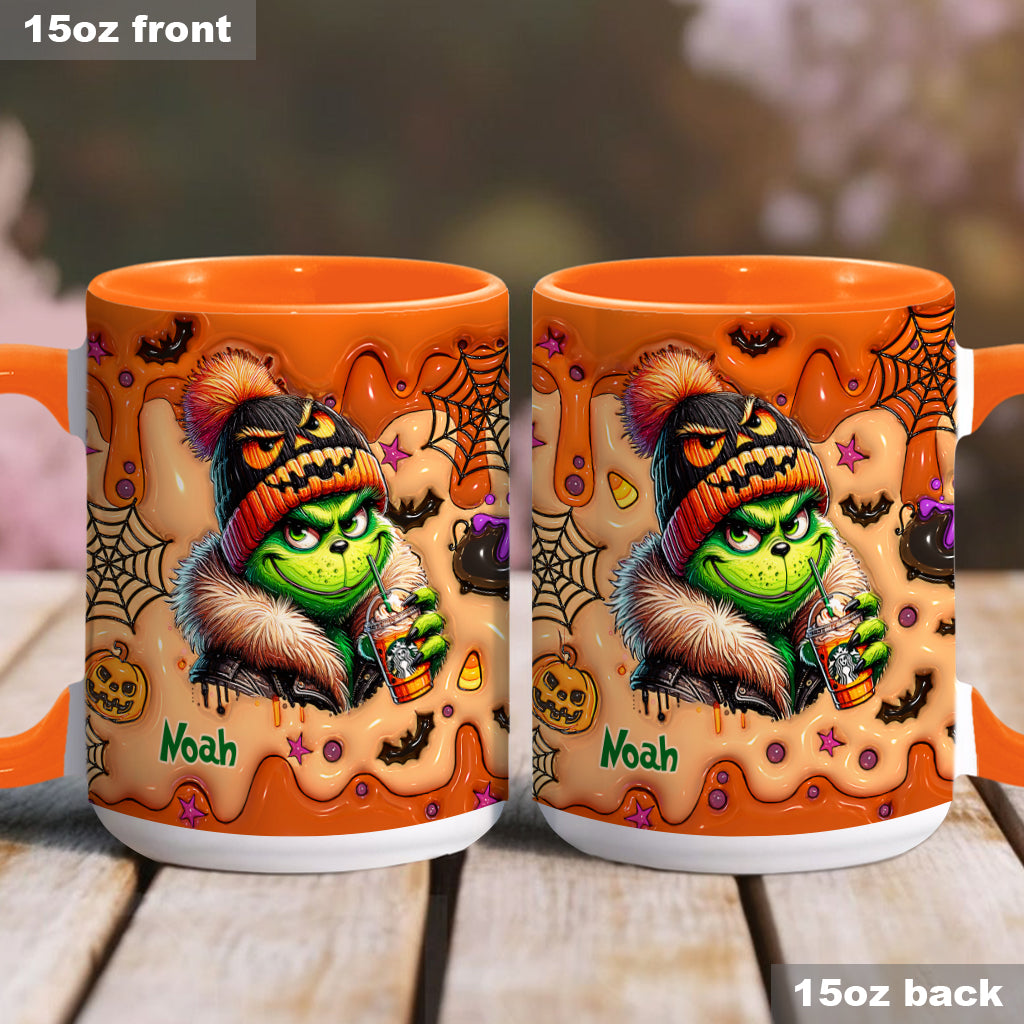 Personalized Halloween Grinch Accent Mug Custom Name Gift Accent Mug GradoCreations