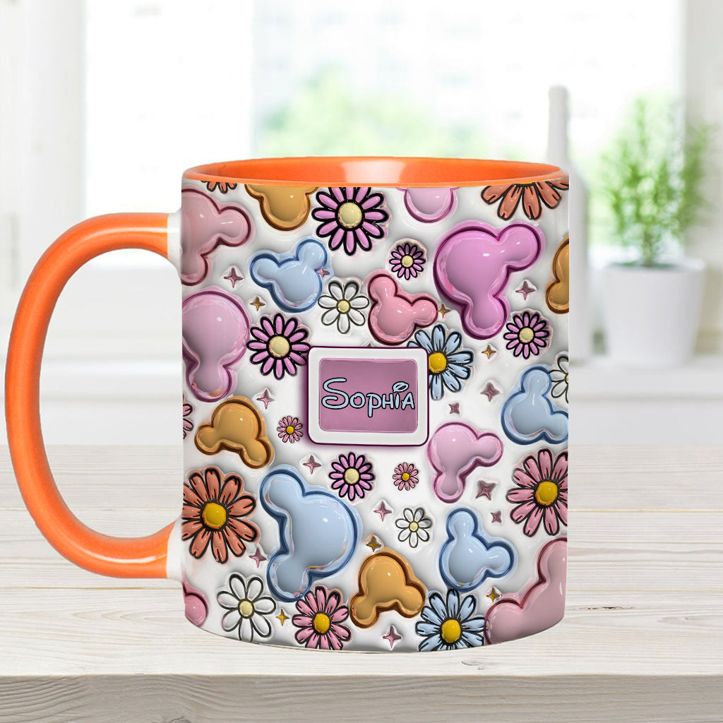 Personalized Disney Floral Accent Mug with Custom Name Gift for Mom Accent Mug GradoCreations