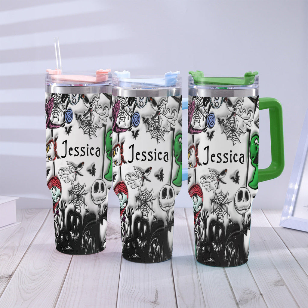 Personalized Nightmare Tumbler with Handle Custom Name Gift Tumbler With Handle GradoCreations
