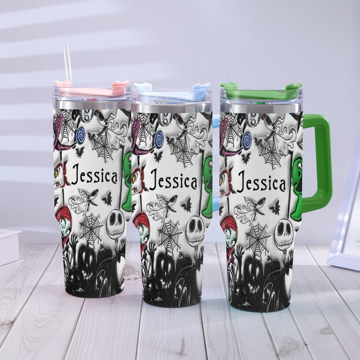 Personalized Nightmare Tumbler with Handle Custom Name Gift Tumbler With Handle GradoCreations