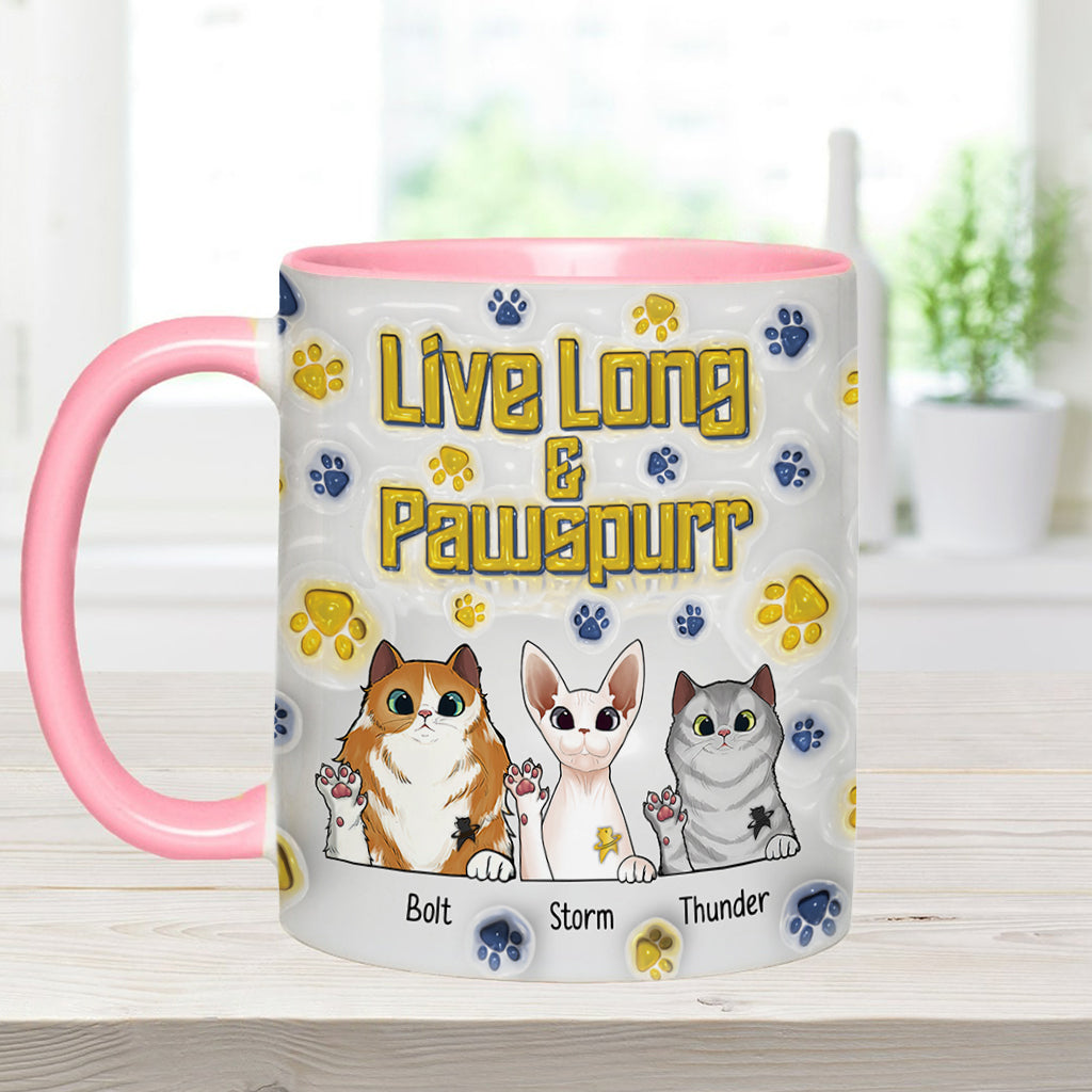 Personalized Accent Mug Live Long and Pawspurr Cat Design Gift for Pet Lovers Accent Mug GradoCreations