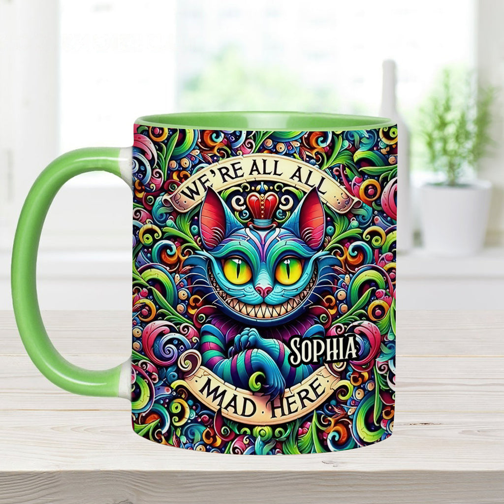 Personalized Ceramic Accent Mug with Colorful Cat Design for Birthdays or Christmas Accent Mug GradoCreations