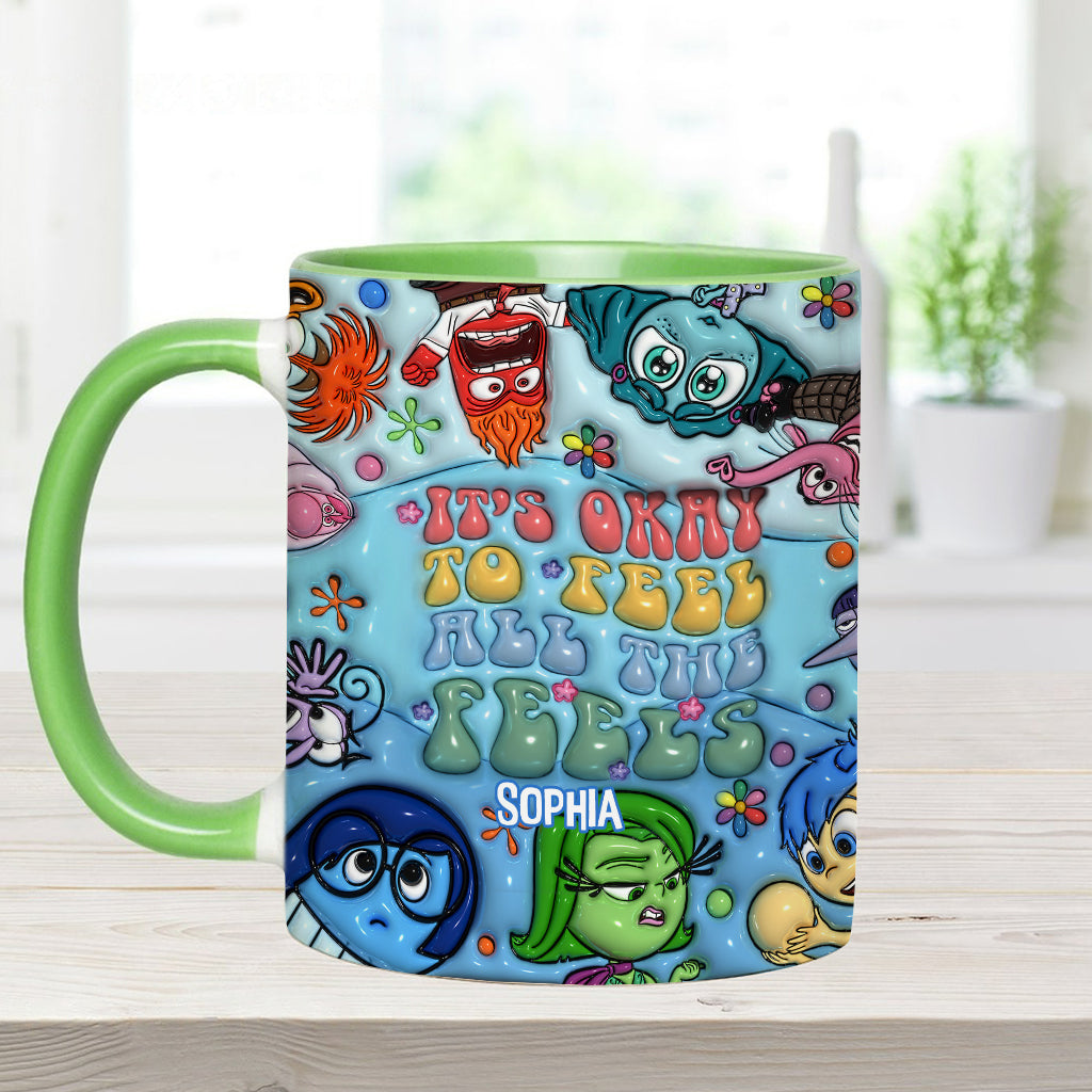 Personalized Ceramic Accent Mug 'It's Okay To Feel All The Feels' Gift for Kids Accent Mug GradoCreations
