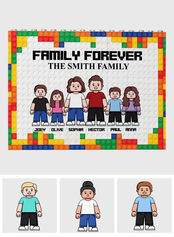 Personalized Family Building Brick Blocks Customizable Family Name Gift One-sided Rectangle Building Brick Blocks GradoCreations