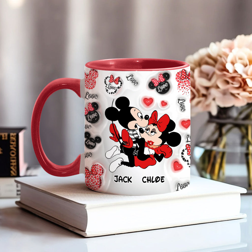 Personalized I Love You Mouse Accent Mug with Custom Names Gift Accent Mug GradoCreations
