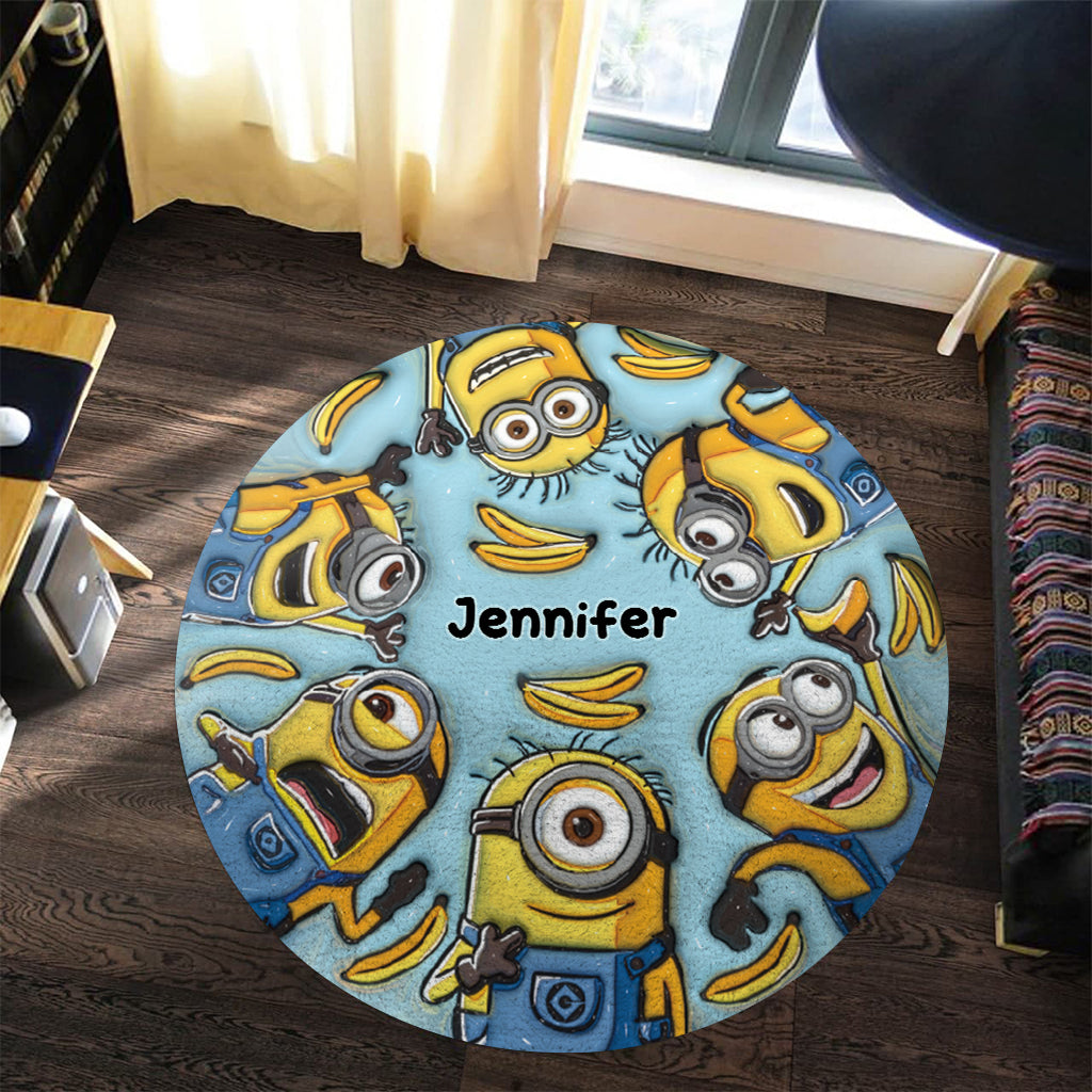 Personalized Minion Round Rug Custom Name Gift for Kids Round Rug GradoCreations