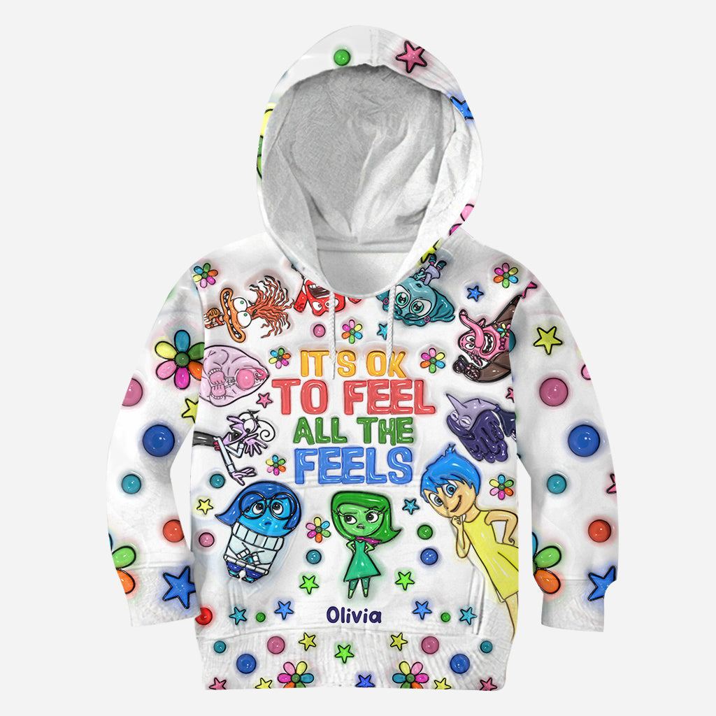 Personalized All Over Shirt with Fun 'All The Feels' Design for Kids All Over Shirt GradoCreations