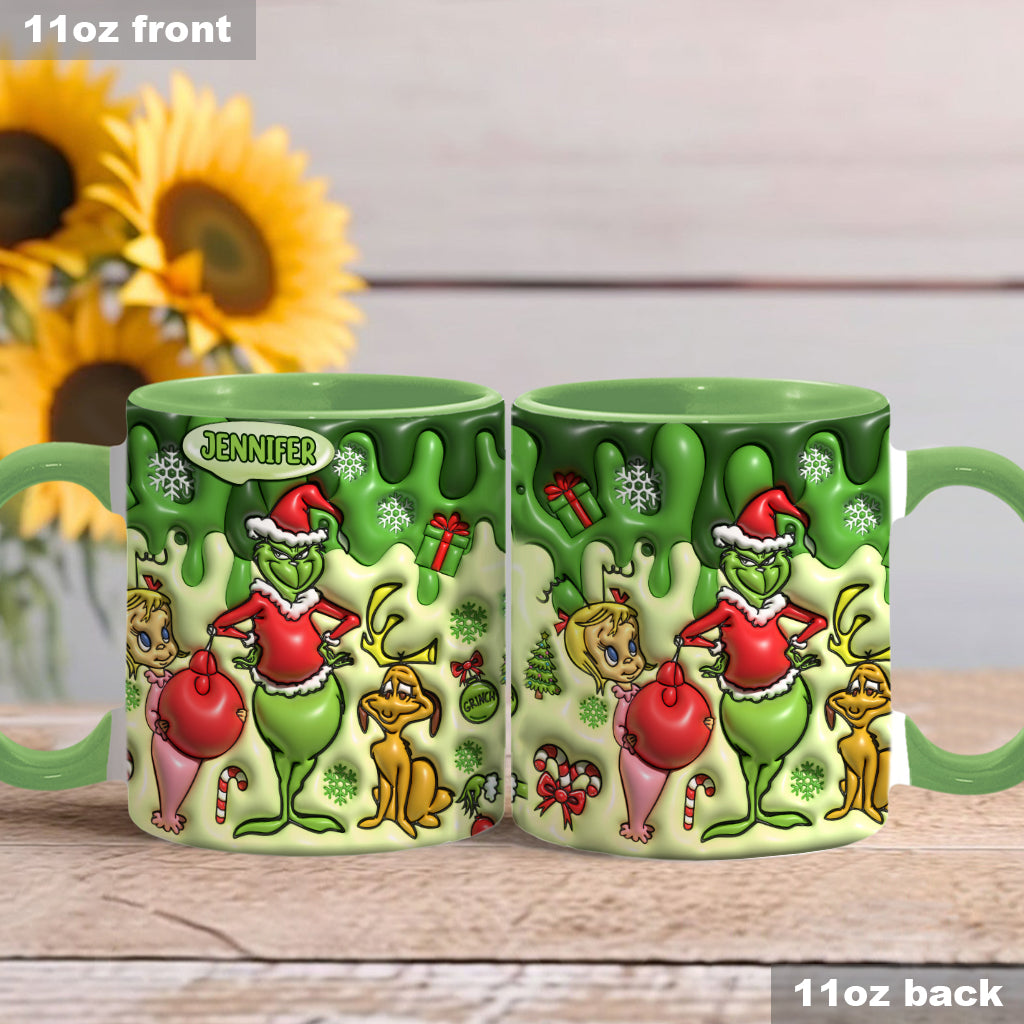 Personalized Grinch Accent Mug & Coaster Custom Name Gift Accent Mug GradoCreations