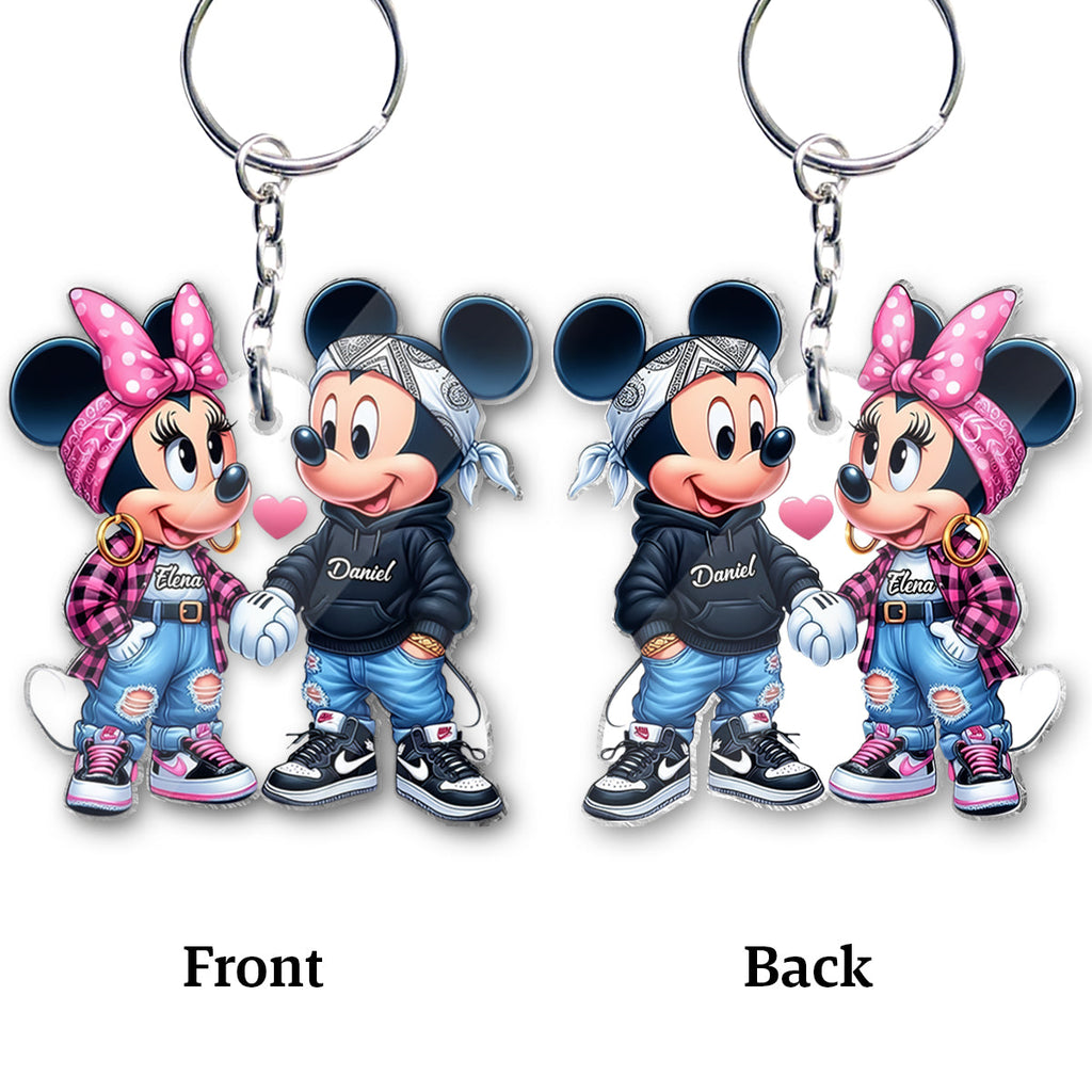 Personalized Mouse Couple Keychain Custom Name Gift for Valentine’s Day Keychain GradoCreations