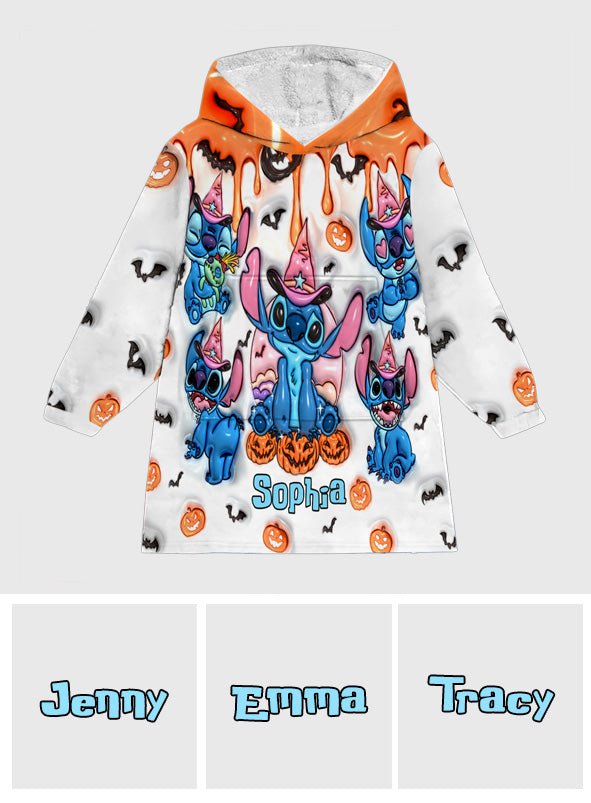 Personalized Spooky Ohana Blanket Hoodie with Custom Name Blanket Hoodie GradoCreations