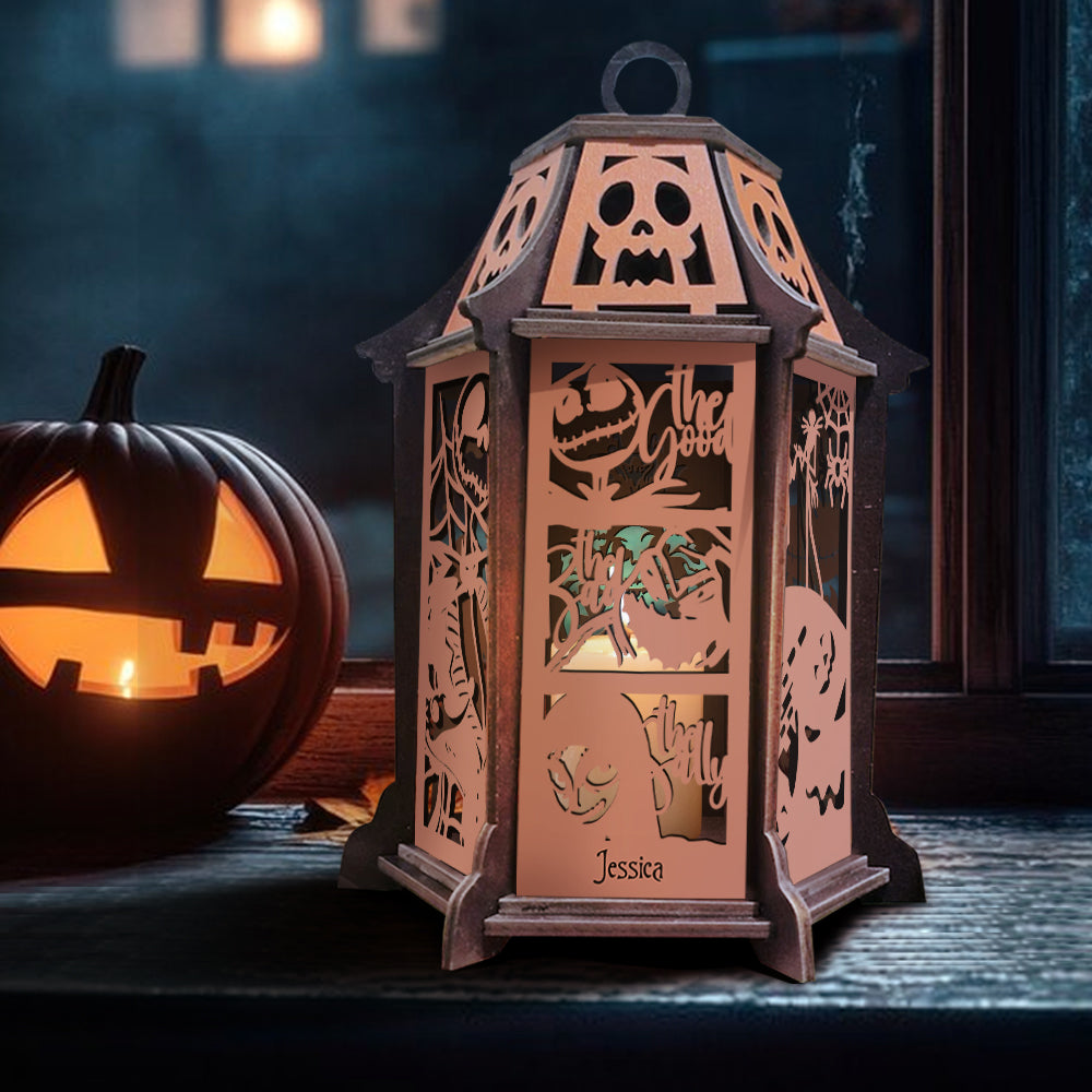 Personalized Wooden Laser Cut Lantern Halloween Decor Gift Laser Cut Lantern GradoCreations
