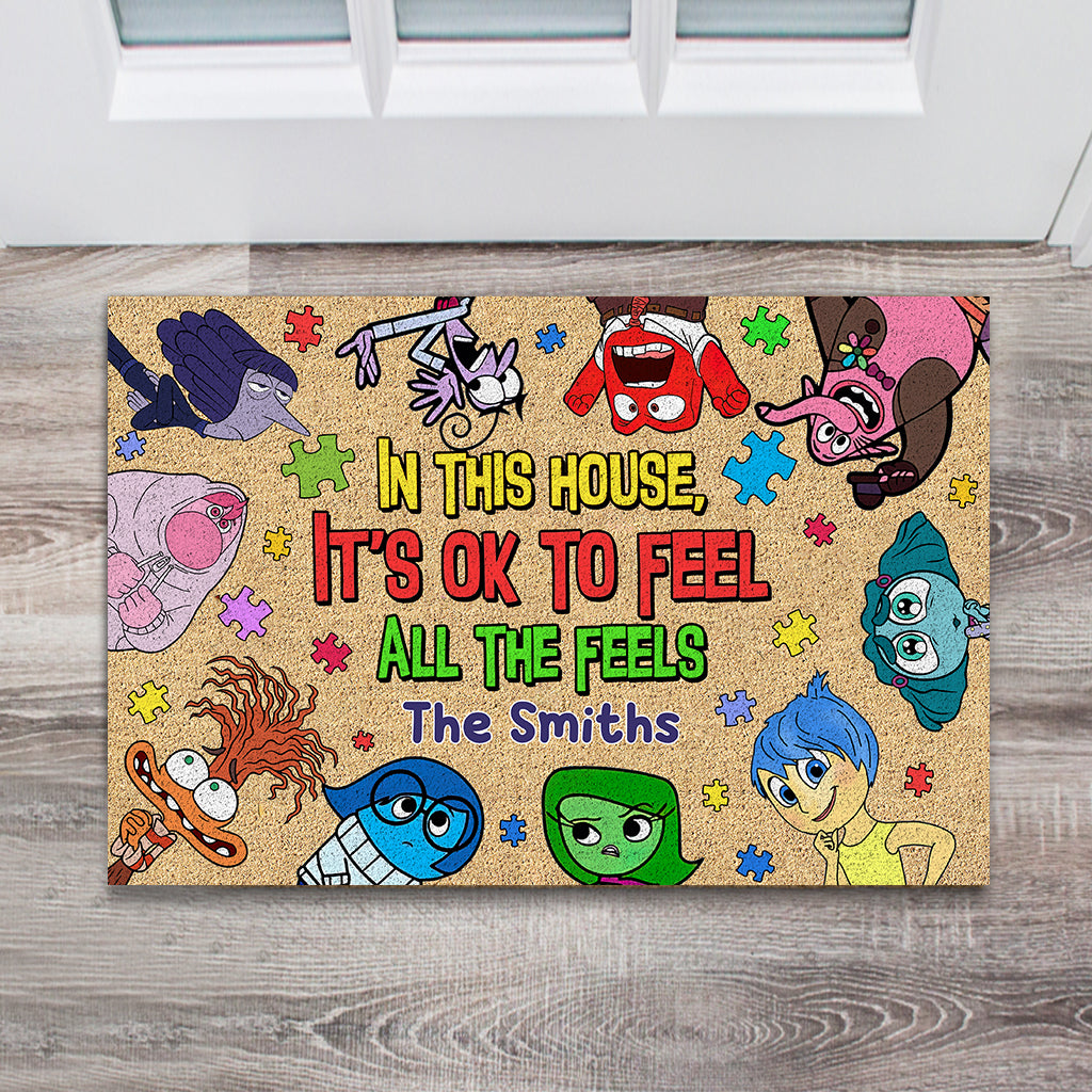 Personalized Autism Awareness Doormat with Family Name - Custom Housewarming Gift Doormat GradoCreations