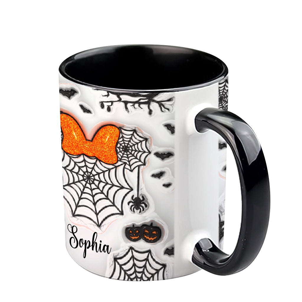 Personalized Halloween Accent Mug with Spider Webs & Name Accent Mug GradoCreations