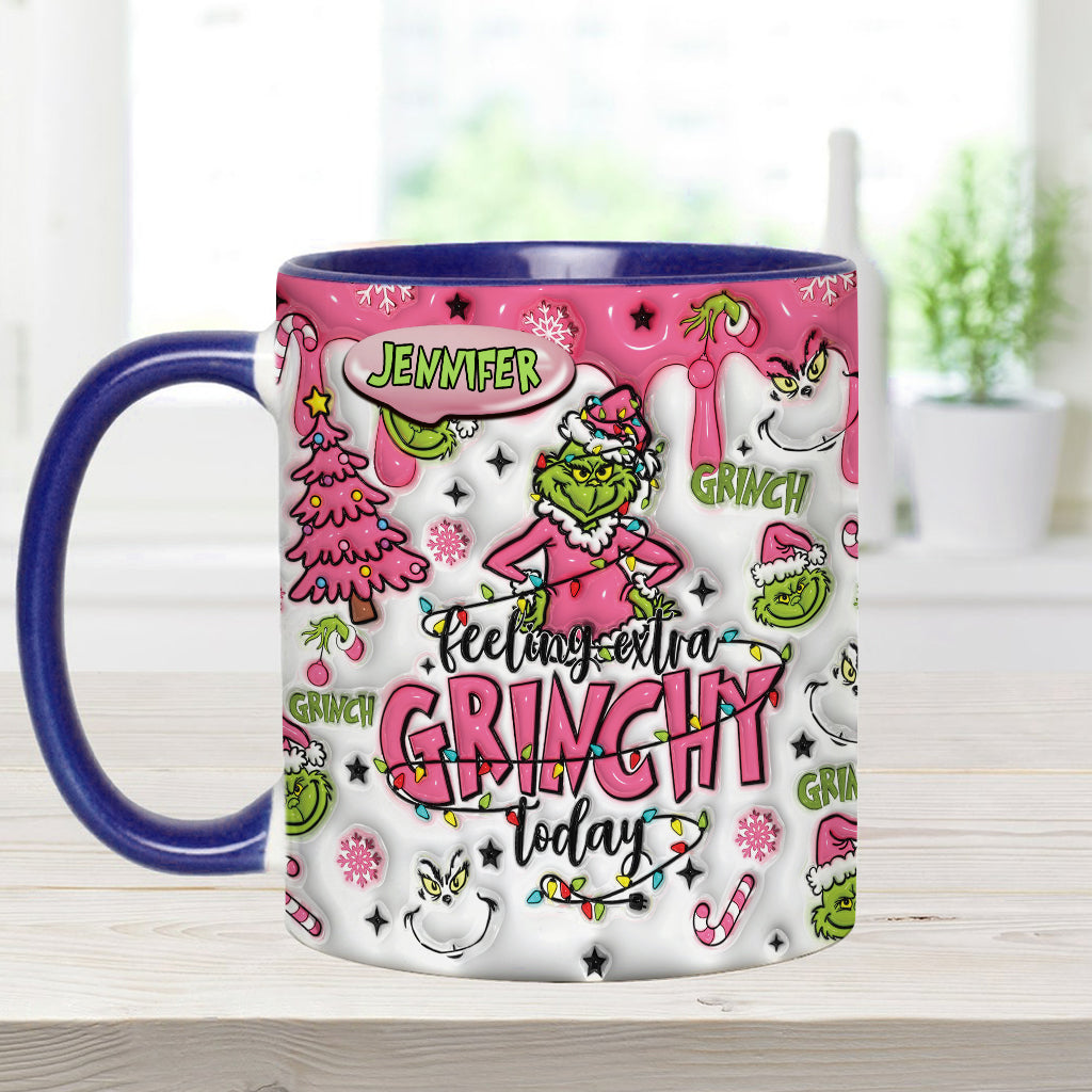 Personalized Grinch Accent Mug & Coaster Gift for Christmas Accent Mug GradoCreations