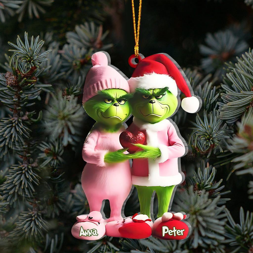 Personalized Grinchy Couple Christmas Ornament Gift Ornament GradoCreations