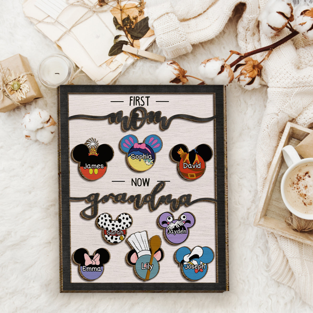 Personalized Grandma Mouse Ears 2 Layered Wood Sign Gift 2 Layered Wood Sign GradoCreations