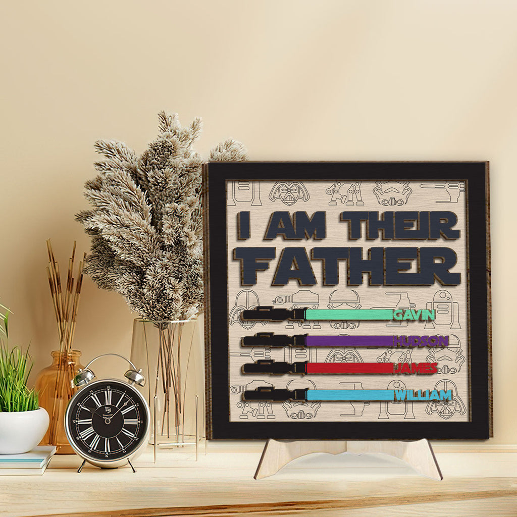 Personalized 2 Layered Wood Plaque I Am Their Father Gift for Dad 2 Layered Wood Sign GradoCreations