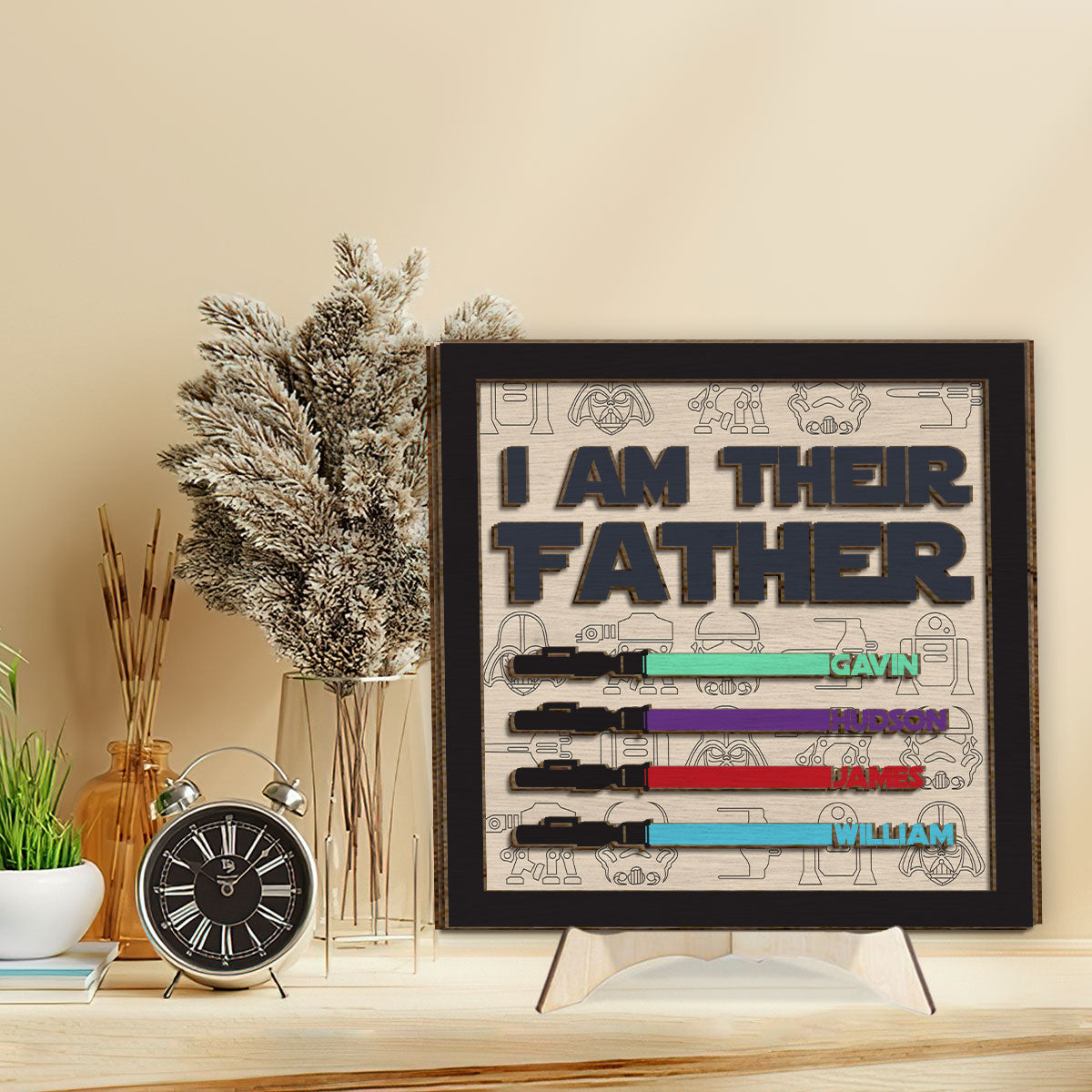 Personalized 2 Layered Wood Plaque I Am Their Father Gift for Dad 2 Layered Wood Sign GradoCreations