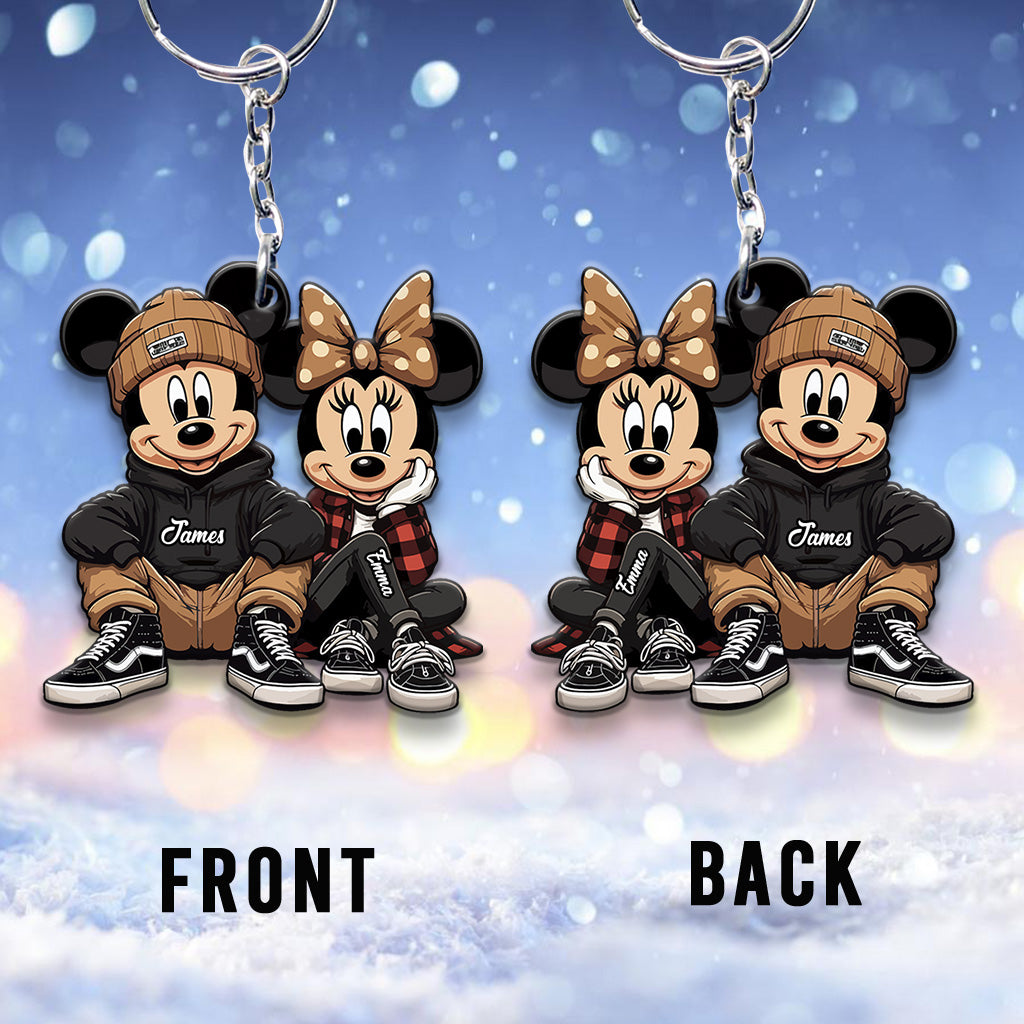 Personalized Chicano Mouse Keychain Custom Name Gift for Couple Keychain GradoCreations