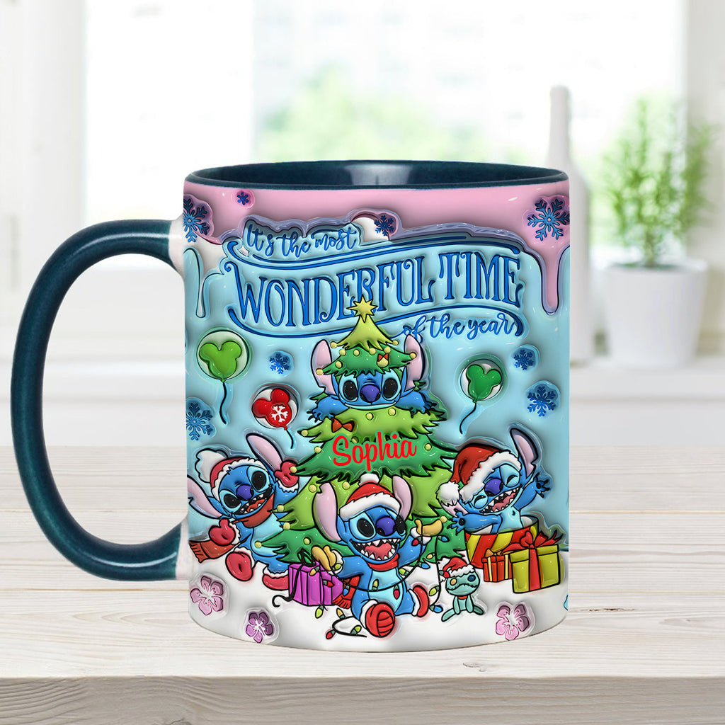 Personalized Merry Stitchmas Accent Mug Custom Name Gift for Christmas Accent Mug GradoCreations