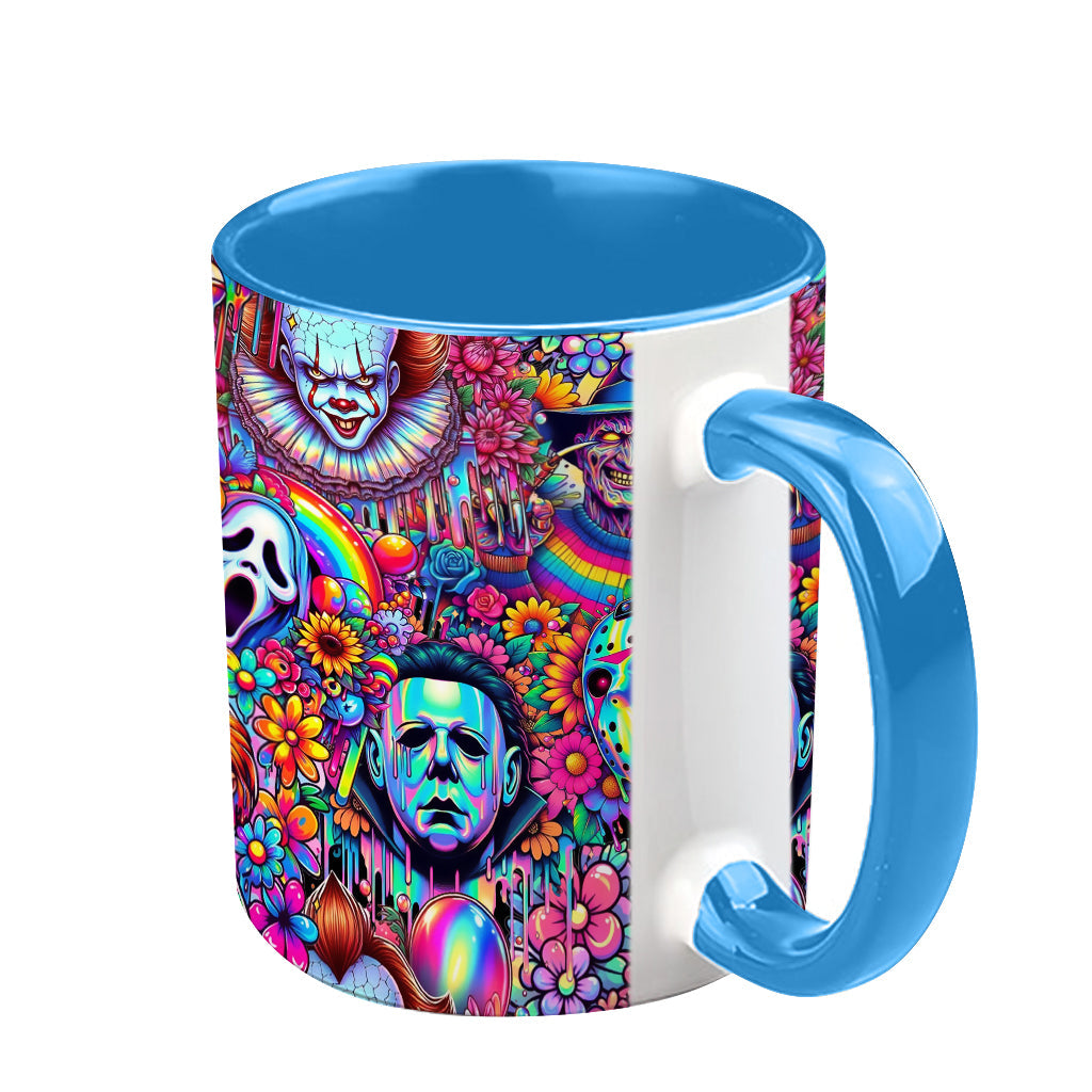 Personalized Colorful Horror Accent Mug with Custom Name - Perfect for Halloween Accent Mug GradoCreations