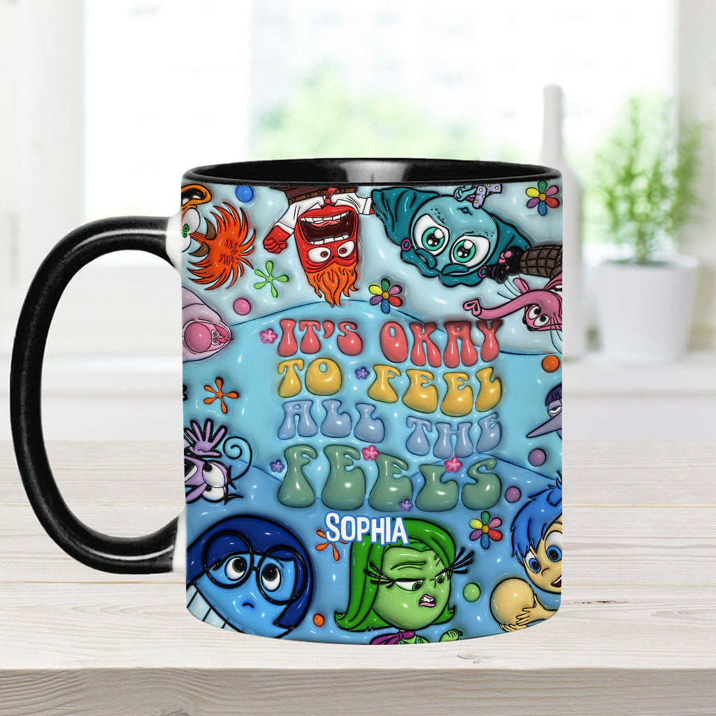 Personalized Ceramic Accent Mug 'It's Okay To Feel All The Feels' Gift for Kids Accent Mug GradoCreations