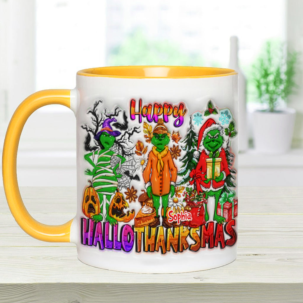 Personalized Grinch Accent Mug Custom Name Holiday Gift Accent Mug GradoCreations