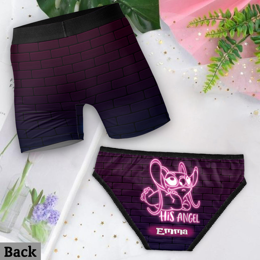 Personalized Lace Border Briefs & Boxer Shorts Set for Couples Lace Border Women Briefs And Men’s Boxer Briefs GradoCreations