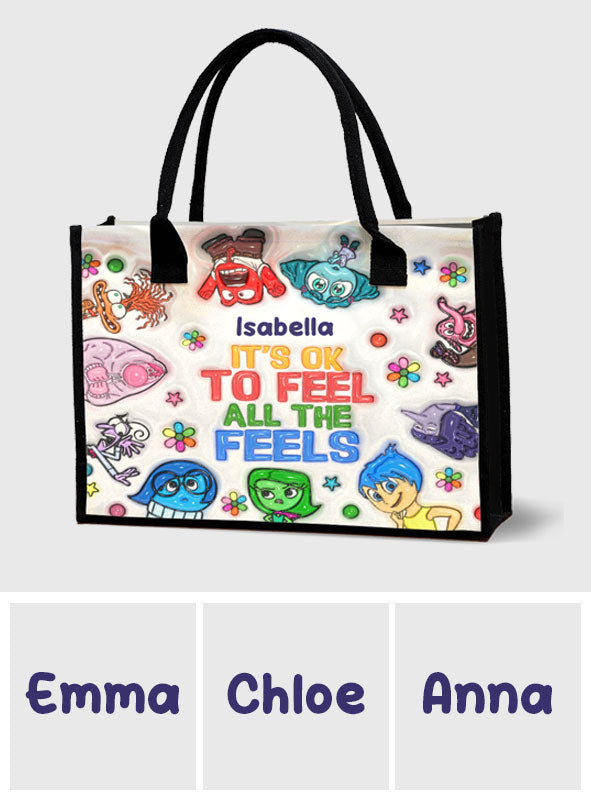 Personalized Canvas Tote Bag It's Okay To Feel All The Feels Gift for Mom/Teacher Canvas Tote Bag GradoCreations