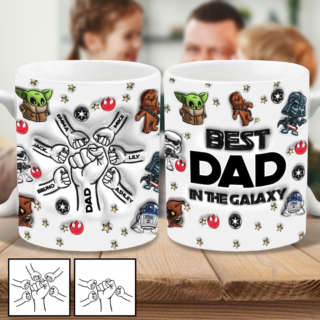 Personalized Best Dad in the Galaxy Mug Custom Names Gift Mug GradoCreations