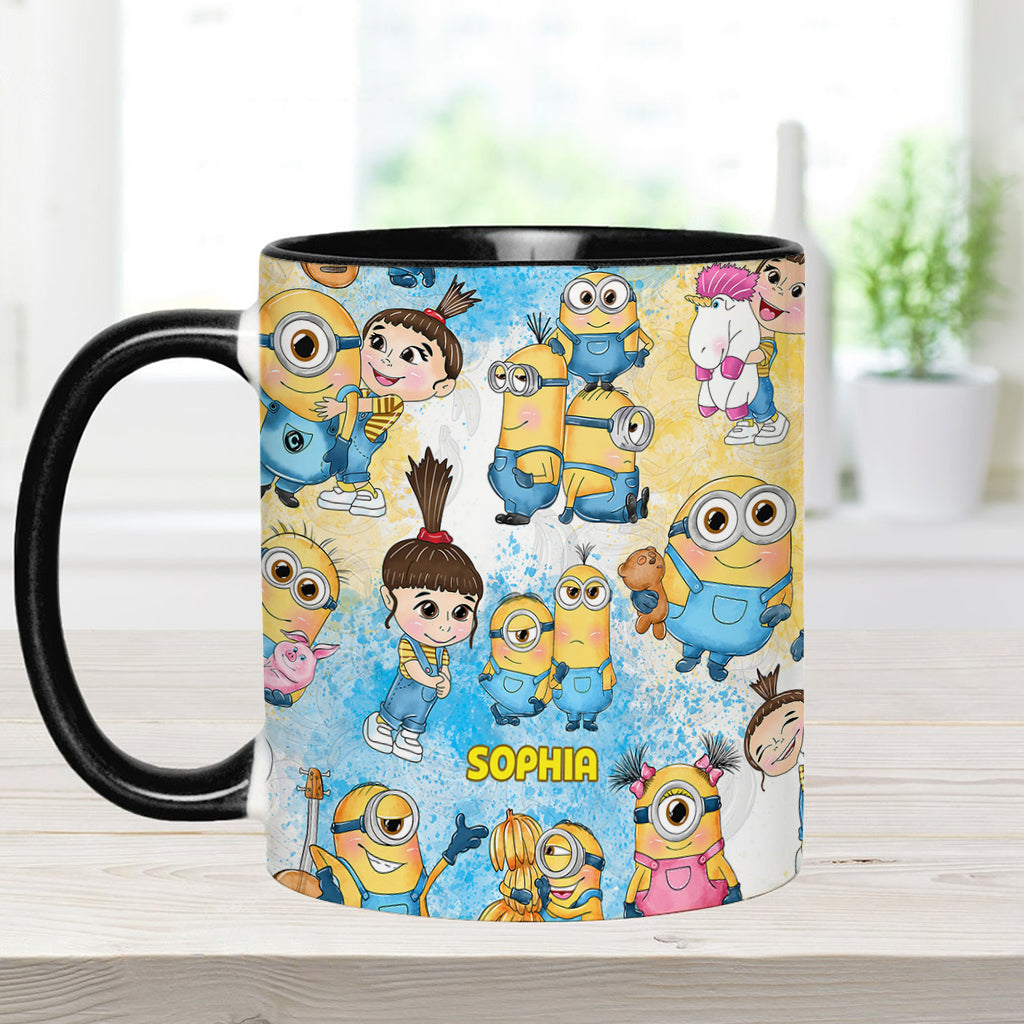 Personalized Yellow Monster Accent Mug for Kids - Custom Name Gift Accent Mug GradoCreations