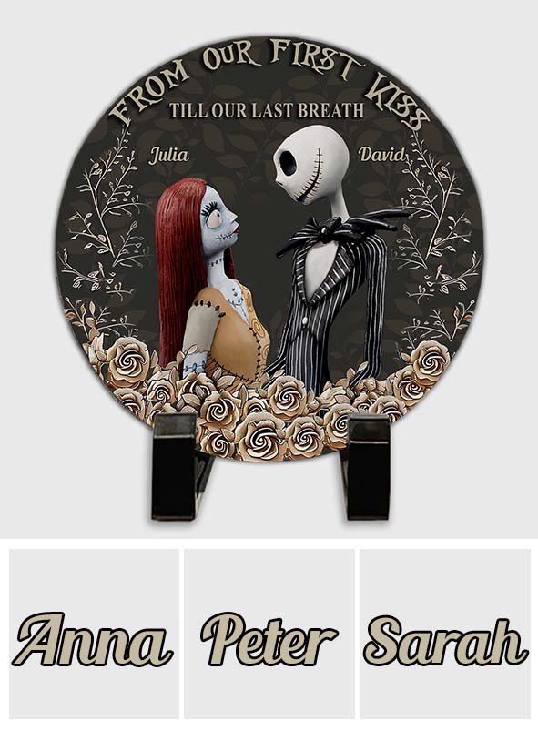 Personalized Round Slate Stone First Kiss Gift for Couples Round Shaped Stone GradoCreations