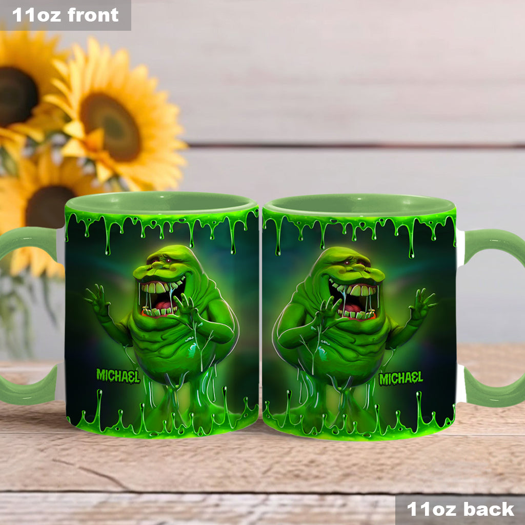 Personalized Green Ghost Accent Mug for Halloween & Birthdays Accent Mug GradoCreations