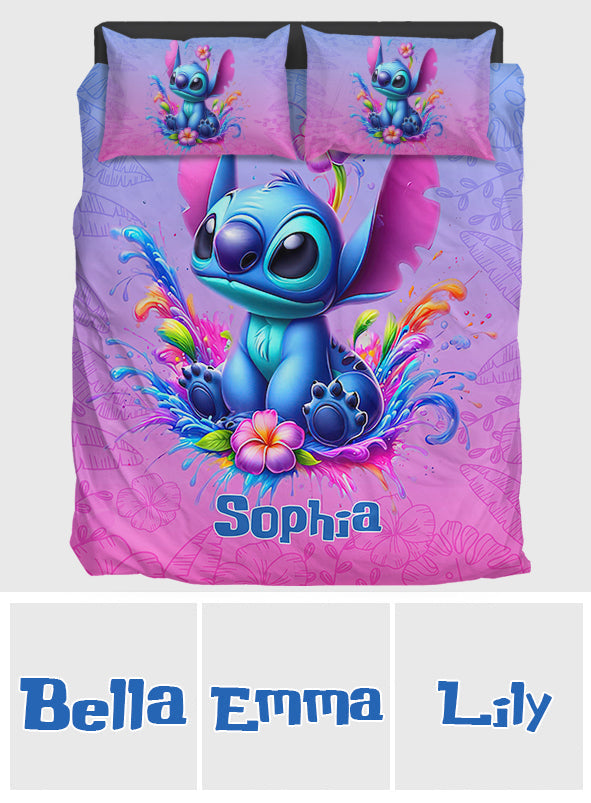 Personalized Blue Stitch Bedding Set Custom Name Gift Idea Bedding Set GradoCreations