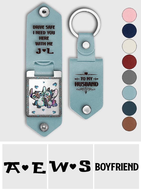 Personalized Ohana Leather Photo Keychain Gift for Couple Leather Photo Keychain GradoCreations