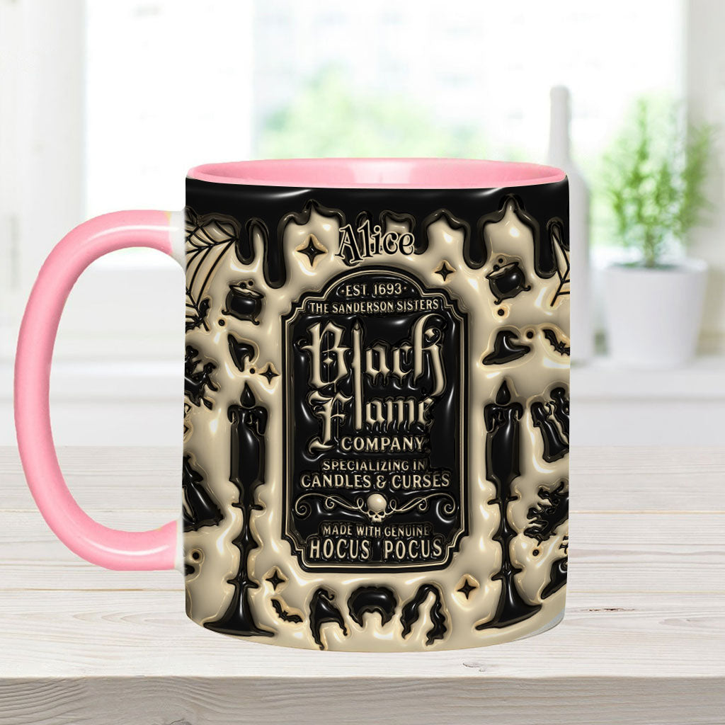 Personalized Black Flame Company Accent Mug Custom Name Halloween Gift Accent Mug GradoCreations