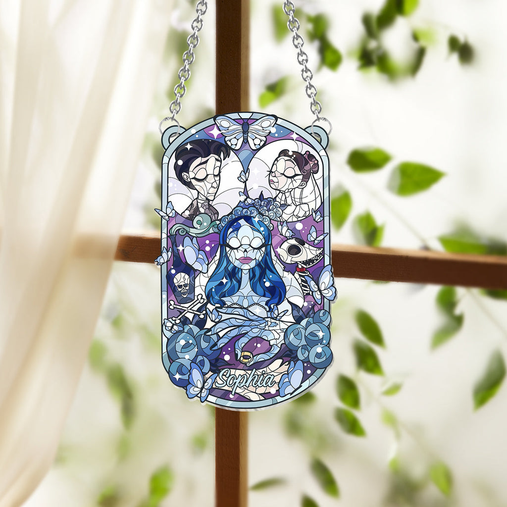Personalized Halloween Bride Suncatcher Ornament for Home Decor Window Hanging Suncatcher Ornament GradoCreations