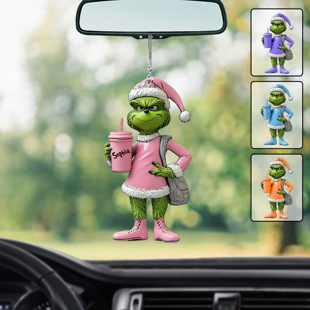 Personalized Grinch Car Ornament Custom Name Christmas Gift Car Ornament GradoCreations